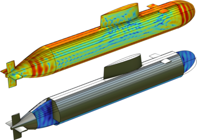 Target Strength of Submarine with Outer Hull Using FEM-BEM