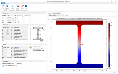 Beam Section Calculator (Using LiveLink&#8482; for Excel&#174;)