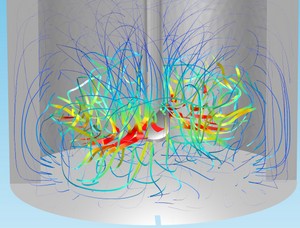 Laminar Flow in a Baffled Stirred Mixer