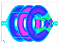 Resonances in Tapered Double-Port TEM Waveguides