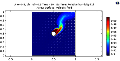 Numerical Simulations of Condensing Moist Air Around Cold Cylinder