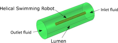 Finite element model of a helical swimming robot in COMSOL